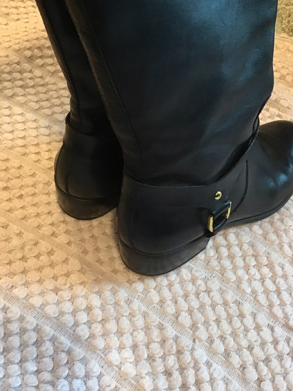 Lauren Ralph Lauren Black Leather Riding Boots with Gold Hardware - Picture 7 of 8